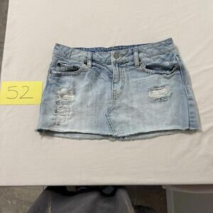 American Eagle Distressed Light Wash Denim Mini Skirt Size 2